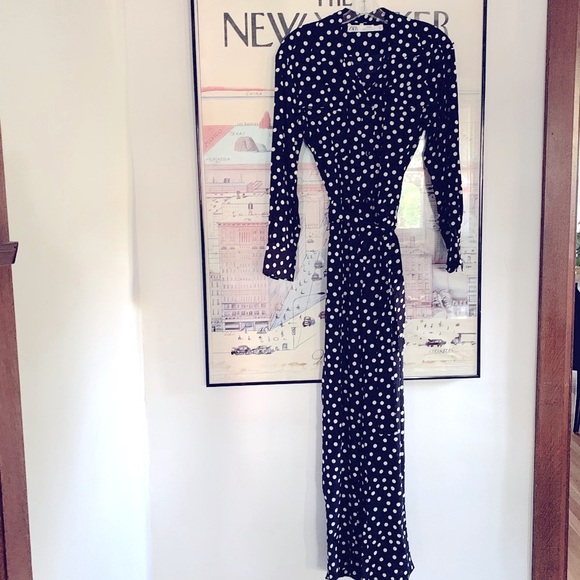 NWOT Zara Studio dot jumpsuit with front & back pockets matching belt XS - Picture 5 of 11